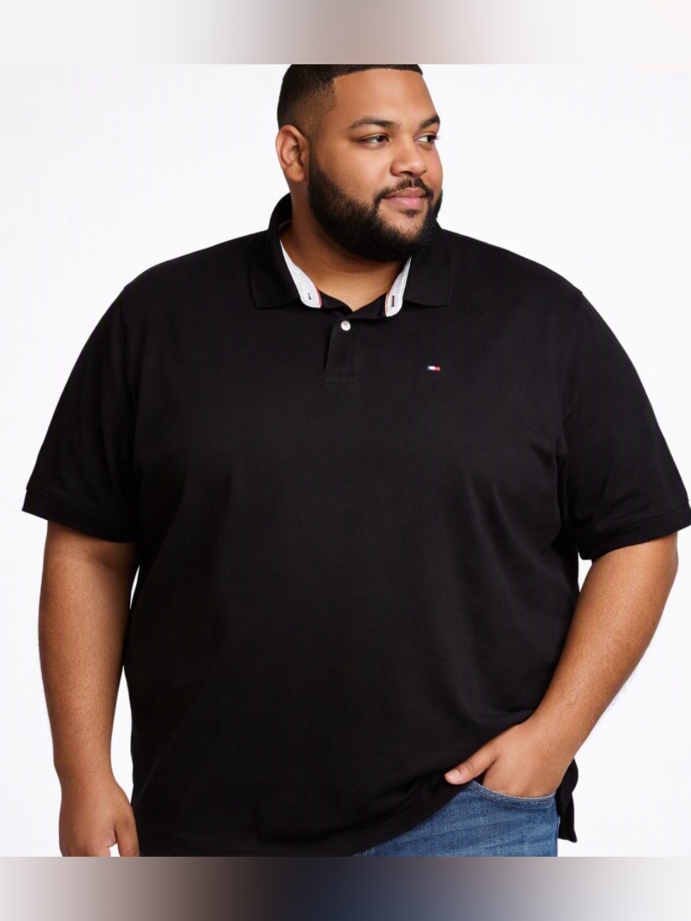 Tommy Hilfiger Men’s Classic Polo Shirt in Black Sz XL